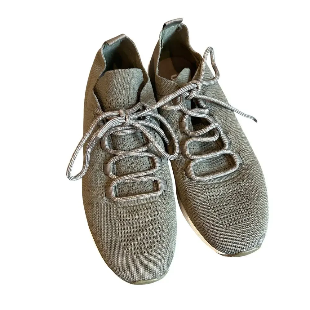 Urban Sport by J/Slides Olive Green Gabby Stretch Knit Sneaker Womens Size 9